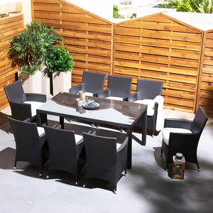 Moderno portatile giardino interno mobili in lega di alluminio Rattan <span class=keywords><strong>tavolo</strong></span> <span class=keywords><strong>da</strong></span> pranzo sedia con struttura in acciaio balcone Patio - Product Image 4
