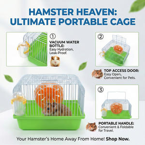 Grande cage à hamster en fil métallique durable avec poignée de transport, enclos portable pour petits animaux pour une utilisation en extérieur et en intérieur - Product Image 5