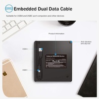 Lecteur de DVD externe multifonctionnel Slim Portable USB 3.0 Type-C Hub DVD-ROM Graveur CD Duplicateur avec 2 ports USB Emplacement pour carte SD TF