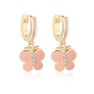 Venta caliente personalizado chapado en oro rojo mariposa bebé joyería pendientes para niños para recién nacidos con circón para bodas y fiestas - Product Image 2