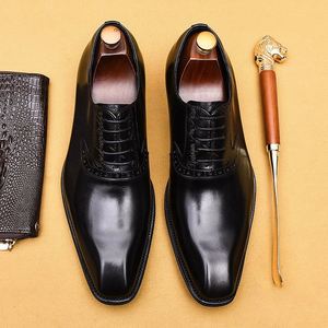Chaussures habillées en cuir véritable pour hommes, à bout pointu, à lacets, pour mariage, tenue formelle, toutes saisons - Product Image 3