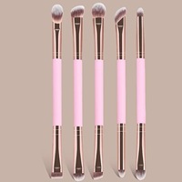 Ensemble de 5 pinceaux de maquillage professionnels de haute qualité en poils synthétiques pour le visage et les yeux, compatible avec les emballages personnalisés OEM/ODM