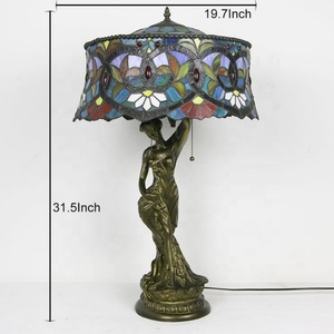 LongHuiJing Modern Art Handmade Stained Glass Lampshade Desk <b>Lights</b> European Tiffany Style Table Lamps for Home <b>Decoration</b> - Product Image 5