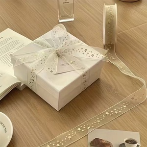 Christmas 2.5cm Water Silk <b>Gold</b> Foil Snow Silk Webbing Cake Packaging Flower Wrapping Decoration <b>Ribbon</b> - Product Image 4