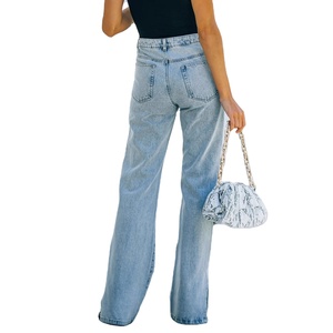 Jeans de mezclilla casuales <span class=keywords><strong>para</strong></span> <span class=keywords><strong>mujer</strong></span>, nuevos, baratos, lavados, con dobladillo dividido, elegantes, a la moda, pantalones largos de mezclilla <span class=keywords><strong>para</strong></span> <span class=keywords><strong>mujer</strong></span> - Product Image 3