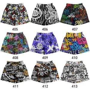 High Quality Quick Drying Breathable Graffiti Mesh Shorts Fully Customised Drawstring Double Layer Men's Patterned Shorts