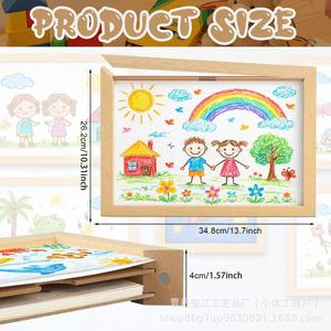 Cadre photo magnétique personnalisé pour peintures d'enfants, cadre rectangulaire en bois pour collection d'art et de peintures à l'huile - Product Image 4