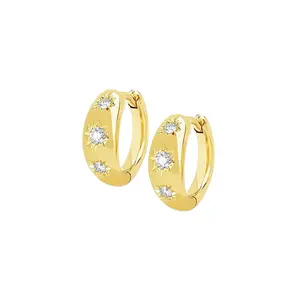 Toderi factory Fashion Jewelry 925 Sterling Silver Earrings Wholesale Joyas De Plata Rhodium Plated Hoop Earrings For Women