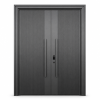Porte de sécurité à double battant en acier inoxydable avec barre de traction carrée pour entrée arrière de villa et d'hôtel