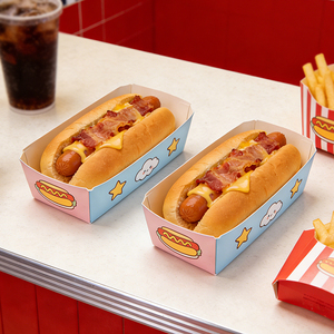 Disposable Aseptic Eco-Friendly Corn Paperboard Stackable White Food Trays & Boats for Hot Dog Fries Fried Snacks Custom Logo - Product Image 3