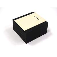 Boîte à bijoux en cuir PU noir avec logo personnalisé, boîte d'emballage pour bijoux, pour bague, bracelet, boucles d'oreilles, collier