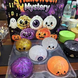 Jouets à presser en PVC sur le thème d'Halloween - Citrouille, œil, fantôme, jouets sensoriels anti-stress, boîte cadeau personnalisée avec logo pour unisexe, 14 ans et plus - Product Image 3