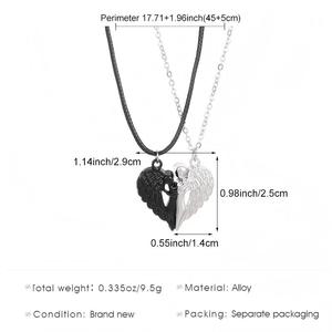 Collar con Colgante de Alas de Ángel Magnéticas para Enamorados, Alas del Diablo, Aleación de Zinc, Plateado/Dorado, Regalo de San Valentín - Product Image 6