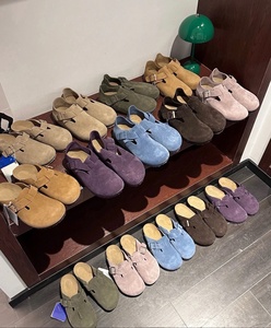 Confortable hiver en cuir véritable bois Faux cuir fourrure pour pantoufles pour femmes Birkenstocks plate-forme <span class=keywords><strong>sandales</strong></span> semelle épaisse livraison directe - Product Image 3