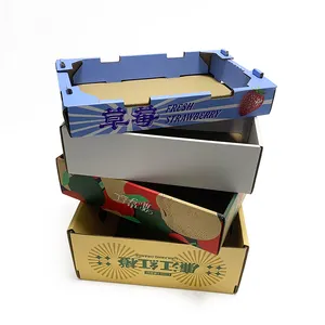 พิมพ์กระดาษแข็งกล่องผักและแอปเปิ้ลผลไม้เก็บลูกฟูกกล่องกระดาษบรรจุภัณฑ์ผลไม้สดแพคเกจกล่อง
