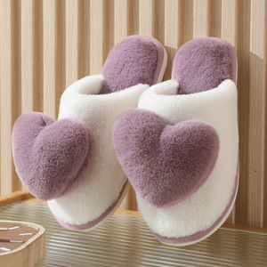 New Winter Cute Love Home Cotton <strong>Slippers</strong> Anti Slip, Internet <strong>Red</strong> Thickened Warmth Rabbit Hair - Product Image 6