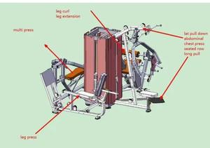 Nhiệm vụ nặng nề <span class=keywords><strong>4</strong></span> ngăn xếp đa chức năng máy tập thể dục thương mại Thiết bị tập thể dục đa chức năng cho phòng tập thể dục thương mại - Product Image 2