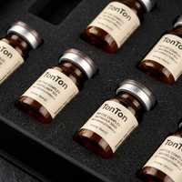 Boîte rigide magnétique personnalisée en carton gris mat noir pour flacons de peptides, 10 flacons, avec doublure en éponge bronzée et logo estampé à chaud