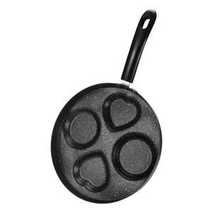 Round And Heart Shape 4-hole Baking Pan Non-stick Marble Stone Coating Frying Egg Pan