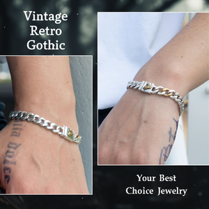 Joyería de diseño gótico Original de alta calidad, pulsera de cadena cubana de Plata de Ley 925 para hombre, brazalete de tótem <span class=keywords><strong>Daemon</strong></span> vikingo Nórdico - Product Image 3