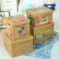 Boîte cadeau et artisanat pour le festival Qixi, carton ondulé vide extra large, emballage de rangement pour collations, design de dessin animé peint à la main