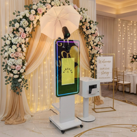 Cabina de Fotos con Pantalla Táctil de 21.5 Pulgadas, Impresora Pequeña, Software Gratuito, Compartir en Redes Sociales e Impresiones Instantáneas para Eventos