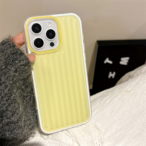 Coque de téléphone portable antichoc transparente en TPU/PVC à texture ondulée tendance pour iPhone 17 16 15 14 13 Pro Max, couleur unie - Product Image 5
