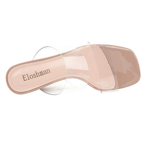 Sandali da <span class=keywords><strong>donna</strong></span> estivi da banchetto semplici pantofole Sexy a punta aperta <span class=keywords><strong>con</strong></span> punta quadrata trasparente Anti-scivolo - Product Image 4