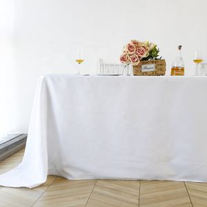 Özel 90x132 inç dikdörtgen anti-leke Polyester masa örtüsü beyaz Polyester masa örtüsü düğün parti ziyafet için - Product Image 3
