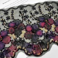 Bordure en dentelle brodée colorée, dentelle décorative pour vêtements, bordure en dentelle pour abaya, kaftan et décoration de robes traditionnelles malaisiennes