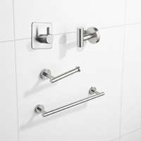 Ensemble d'accessoires de salle de bain en acier inoxydable brossé, 4 pièces, écologique, moderne, pour hôtel et maison, à fixer au mur