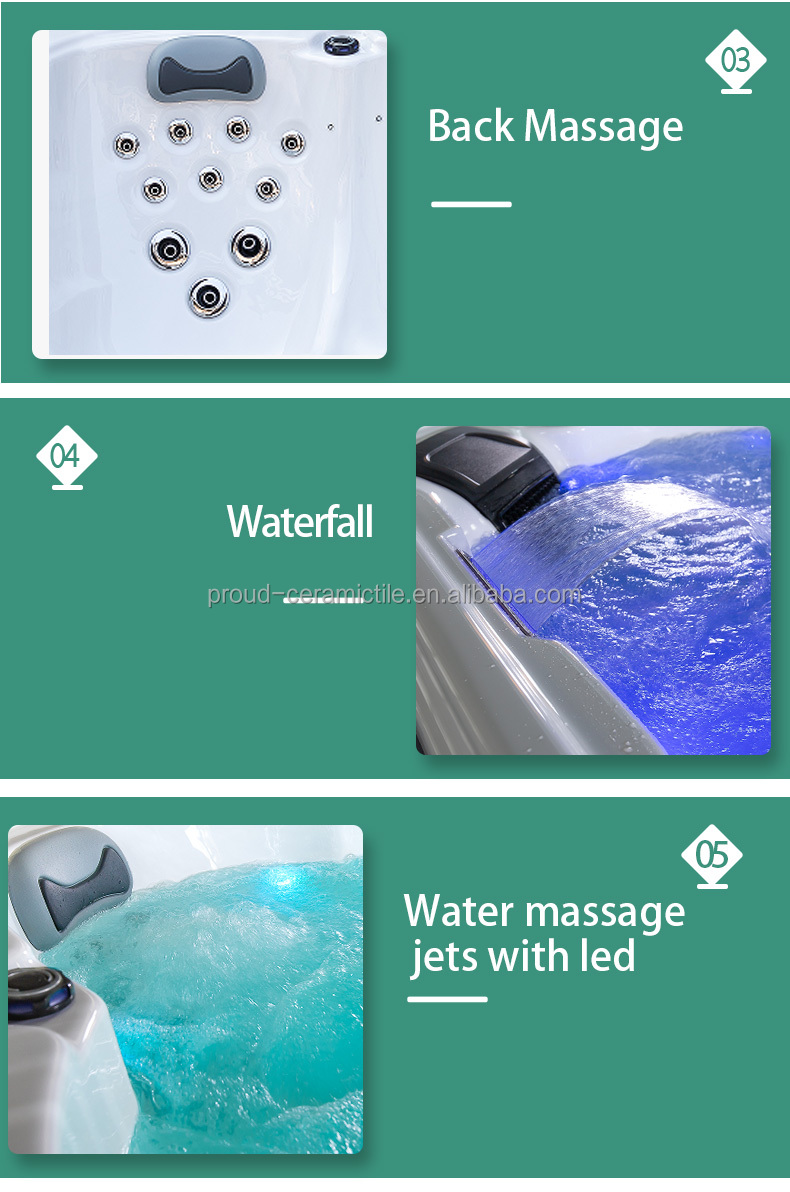 Hot Tub Massage Bathtub 5 Person Outdoor Fiberglass Garden Spa 201 SS Bracket