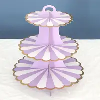 Celebraiton 3 طبقة متنوعة حجم مثبت الكعك وعاء للاستعمال الواحد الأرجواني ورقة كعكة حامل أدوات