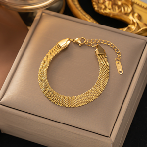 Pulseiras de Cordão Banhadas a Ouro de Luxo - Coleção de Elos de Corrente de Aço Inoxidável com Detalhes de Charme - Product Image 5