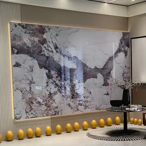 Carbon rock board Marble texture house renovation panels high-end PET film glossy effect bamboo charcoal board