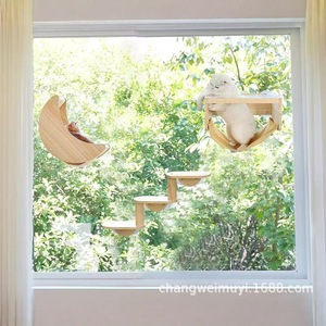 Hamaca de madera para gatos, color madera natural, cama colgante para ventana, para tomar el sol en el balcón, uso en las cuatro estaciones - Product Image 4