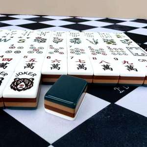 Light Luxury Dark Green Wood Grain Three-layer Acrylic <b>Mahjong</b> Tiles High-end Party High-value Acrylic <b>Mahjong</b> <b>Set</b> - Product Image 3