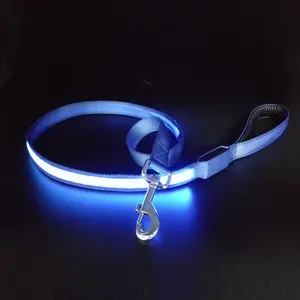 Coleira de cachorro iluminada por atacado, brilhante, usb, recarregável, led