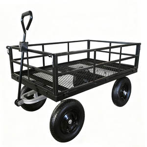 Chariot utilitaire de jardin robuste TC4206, chariot de jardin en acier maillé avec roue pneumatique 16 pouces 4.00-8 - Product Image 2