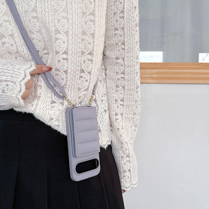 Funda de teléfono de lujo Litchi PU Leather <span class=keywords><strong>the</strong></span> <span class=keywords><strong>Puffer</strong></span> Wallet para Google Pixel 6 7 8 9 Pro 6A 7A 8A Card Money Slots Hanging Rope Cover - Product Image 3