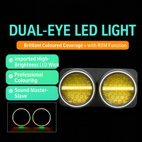 Lumière de scène LED à double œil accrocheuse avec faisceau lumineux intense, halo RVB vibrant, lentille en nid d'abeille, contrôle du son RDM pour les événements et les clubs