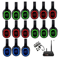 Headset Nirkabel Silent Disco untuk Festival Besar, Sistem Headset Pesta Plug & Play dengan Lampu LED Terang, Pemancar XLT Opsional