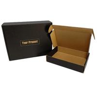 Boîte en carton personnalisée imprimée, extérieur noir, intérieur kraft, motif cadre lettre, boîte d'emballage ondulée pour cadeaux et expédition