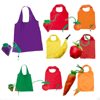 Sac pliant en polyester imprimé de logo personnalisé sac fourre-tout pliable en forme de fraise carotte orange banane pomme