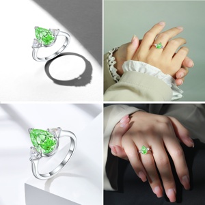 Elegante Anello in Argento Sterling 925 con Zirconia Cubica ad Alto Tenore di Carbonio Taglio Fiore di Ghiaccio Fiammato, Brillante per Feste - Product Image 5