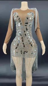 <span class=keywords><strong>Argento</strong></span> cristallo con paillettes specchio <span class=keywords><strong>abito</strong></span> da cerimonia nuziale <span class=keywords><strong>donna</strong></span> latino ballo Costume da ballo Bodycon Club <span class=keywords><strong>abito</strong></span> da ballo - Product Image 3