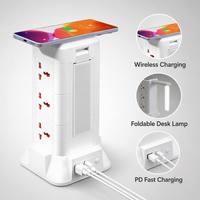 Regleta de Enchufes Vertical con Carga Inalámbrica y 3 Puertos USB Tipo C PD de Carga Rápida, Tomas Universales, Certificación CE, Venta al Por Mayor de Fábrica, Logotipo Personalizado