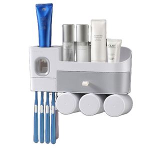 3-Cup Wall Mounted <b>Toothbrush</b> <b>Holder</b> Automatic Toothpaste Dispenser - Product Image 1