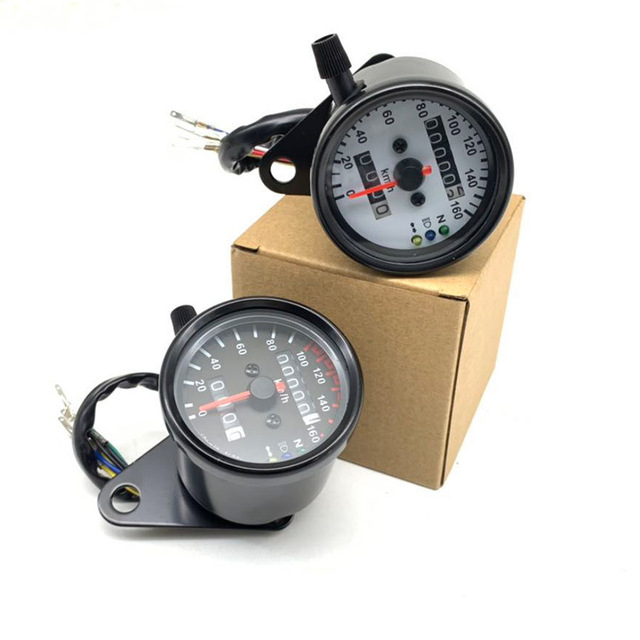 New Universal Motorcycle Dual Odometer Speedometer Gauges Gear Digital Display LED Indicator Meter JP Brand Aluminum Alloy