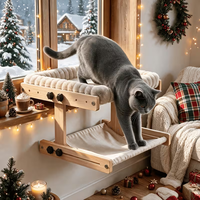Hamac de fenêtre pour chat en bois avec nid en peluche, design classique et moderne, Noël, pour chats de petite et moyenne taille